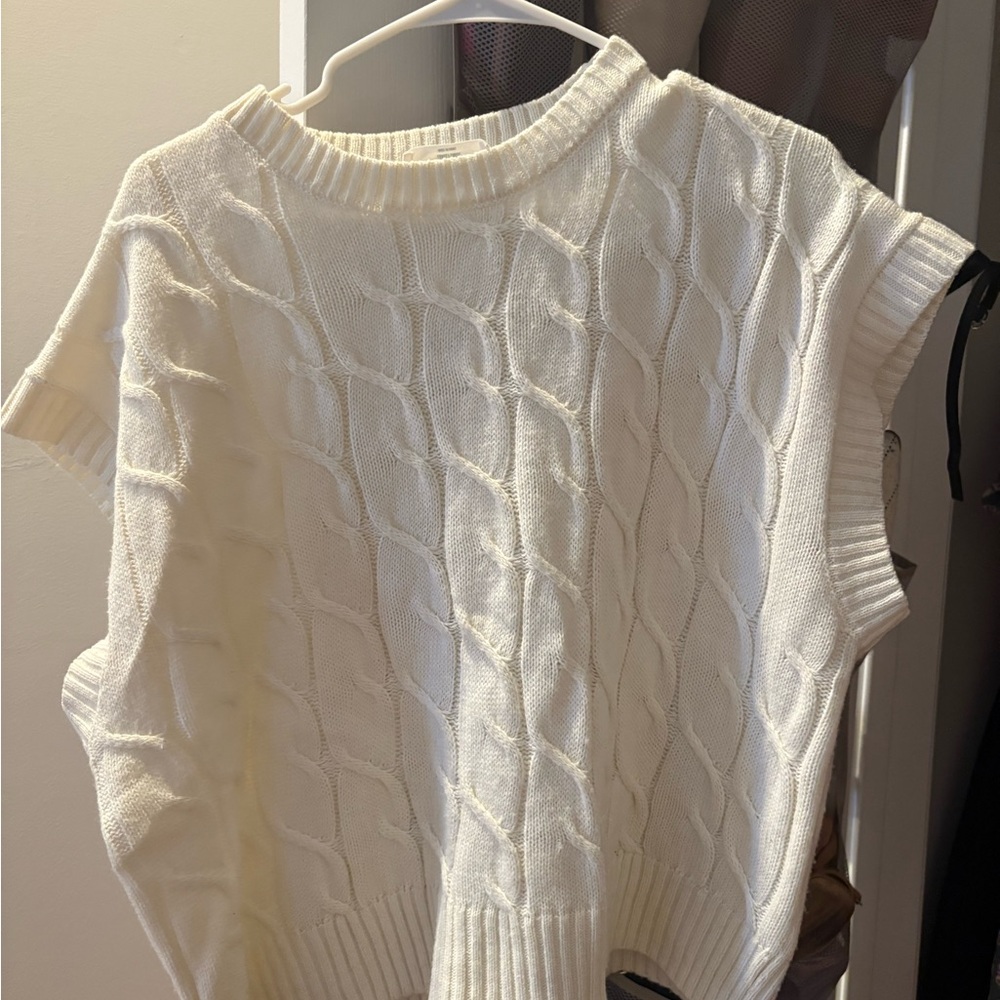 Double Zero Ivory Cable Knit Top